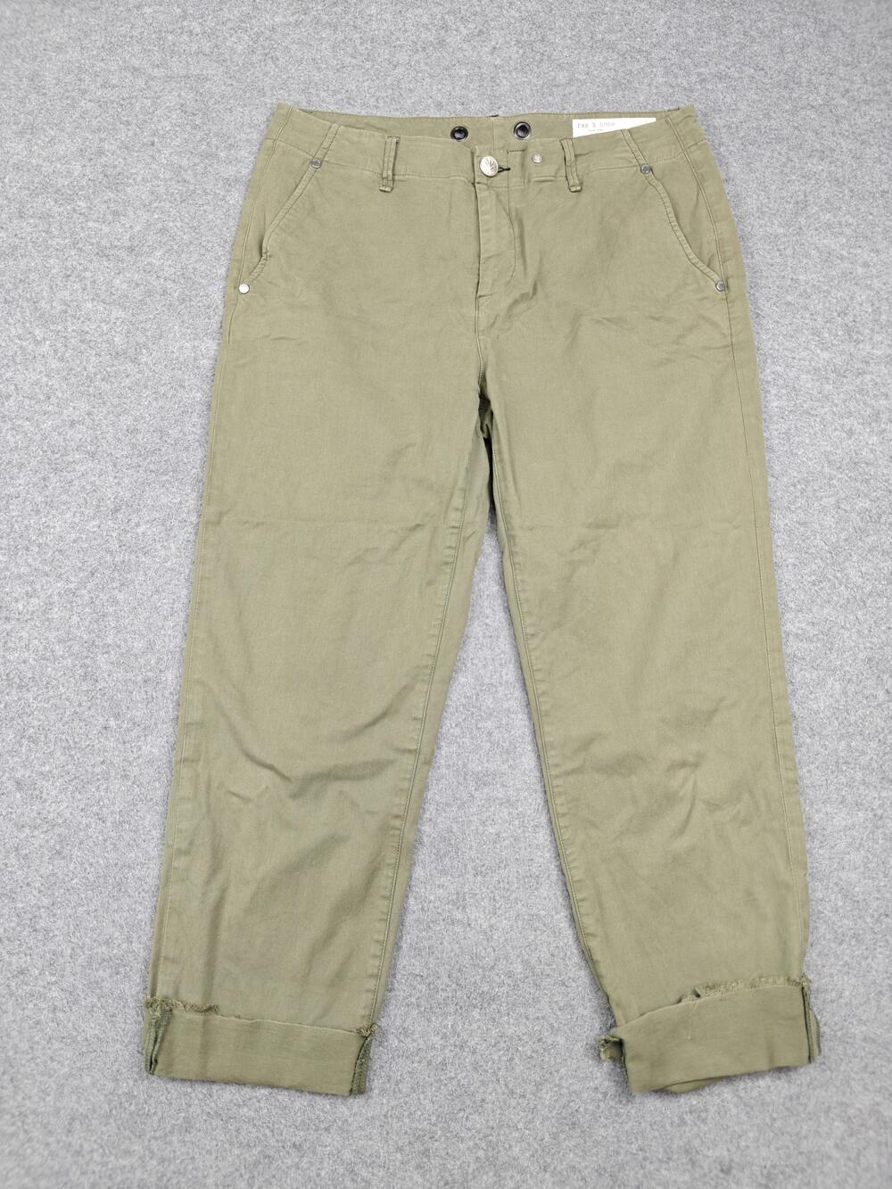 Rag & Bone Pants Womens 29x31 Green Chino Cuffed Tapered Casual Flat Front